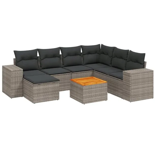 Modułowy zestaw mebli ogrodowych szary rattan PE, wymiary do 83 x 62 x 69