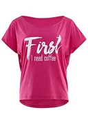 Koszulki i topy damskie - WINSHAPE T-shirt damski, Deep-różowy-biały, L - miniaturka - grafika 1