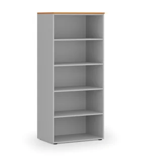 Regał biurowy PRIMO GRAY, 1781 x 800 x 500 mm, szary/wiśnia - Regały biurowe - miniaturka - grafika 1