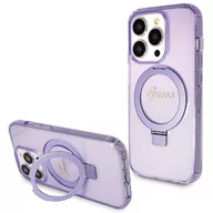 Etui i futerały do telefonów - Guess Etui Obudowa Pokrowiec Do Iphone 13 Pro Max 6.1" Fioletowy/Purple Hardcase Ring Stand Script Glitter Magsafe - miniaturka - grafika 1