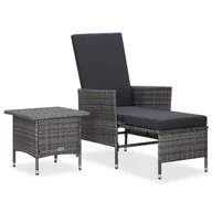 Meble ogrodowe - vidaXL 2-cz. zestaw wypoczynkowy do ogrodu, poduszki, rattan PE, szary 310233 - miniaturka - grafika 1