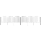 Ogrodzenia - vidaxl Panele ogrodzeniowe z grotami, stal, (1,5-1,75)x10,2 m, czarne - miniaturka - grafika 1