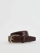 Paski - Reserved - Skórzany pasek z klamrą - ciemnobrązowy - miniaturka - grafika 1