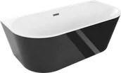 Wanny - Mexen Oval wanna wolnostojąca przyścienna 180 x 80 cm, biała/czarna, przelew gun gray szczotkowany - 52671808075-66 - miniaturka - grafika 1