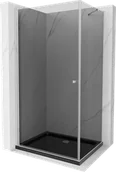 Kabiny prysznicowe - Mexen Pretoria kabina prysznicowa uchylna 100x110 cm, grafit, chrom + brodzik Flat, czarny - 852-100-110-01-40-4070 - miniaturka - grafika 1