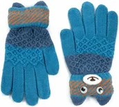Rękawiczki dla dzieci - Rękawiczki dziecięce Winter Teddy dla dzieci w wieku 4-9l Niebieski - miniaturka - grafika 1
