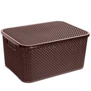 Pudła i pojemniki do przechowywania - BranQ Branq Rattan L 38 X 27,8 Cm Brązowy Koszyk Do Przechowywania Plastikowy Z Pokrywką - miniaturka - grafika 1