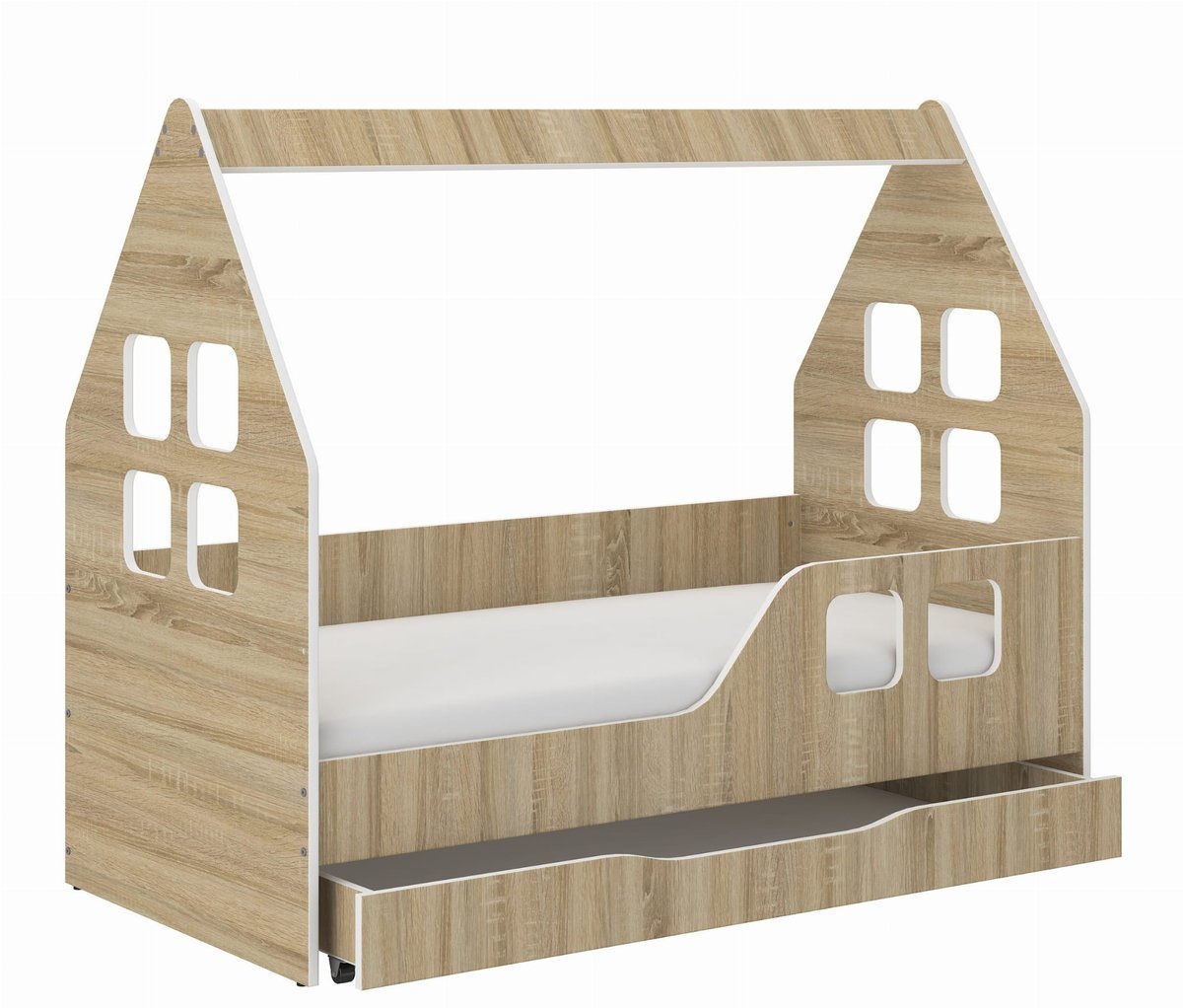 Łóżko dziecięce DOMEK SONOMA z SZUFLADĄ 140x70 PRAWY