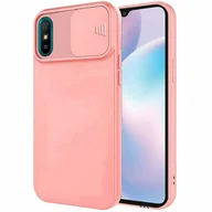 Etui i futerały do telefonów - CamShield Silicone Cover Case Smukłe etui na telefon komórkowy z ochroną aparatu Pokrowiec na aparat kompatybilny z Vivo Y20s Peach - miniaturka - grafika 1