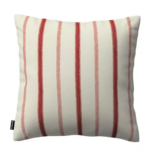 Dekoria Poszewka Kinga na poduszkę ecru tło czerwone paski 60x60 cm Avinon 105-129-15 - Poszewki na poduszki - miniaturka - grafika 1