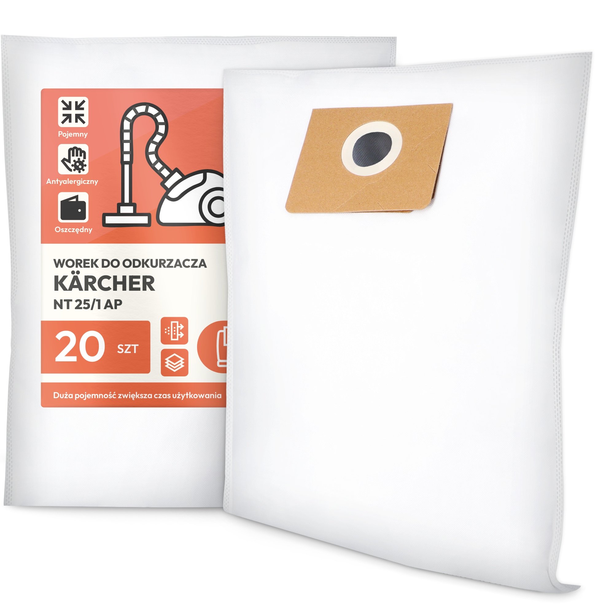 20x Worek do Odkurzacza Kärcher Nt 25/1 Ap Syntetyczny Duży Torba Worki G9