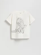 Koszulki dla dziewczynek - Reserved - T-shirt Jak wytresować smoka - złamana biel - miniaturka - grafika 1