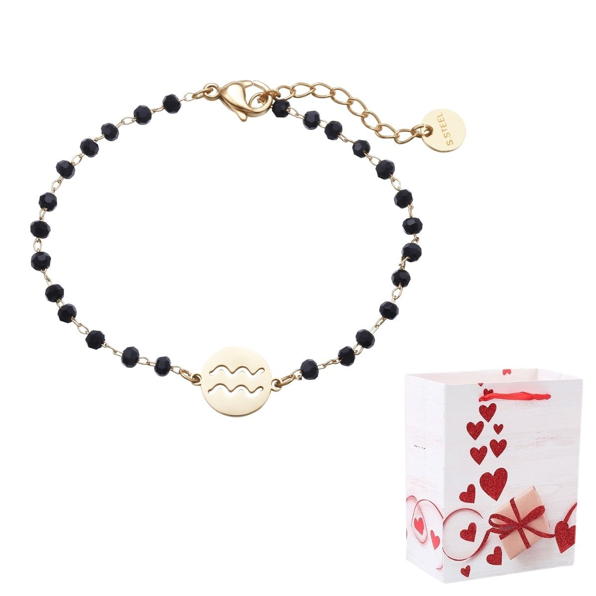 Bransoletka Złota Bead Stal Chirurgiczna WODNIK