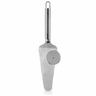 łopatka z nożem do pizzy stalowa 28 cm kod: O-144707 - Noże kuchenne - miniaturka - grafika 1