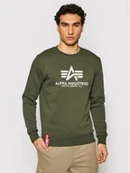 Bluzy męskie - Alpha Industries Bluza Basic Sweater 178302 Zielony Regular Fit - miniaturka - grafika 1