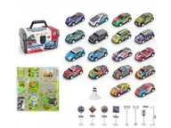 Samochody i pojazdy dla dzieci - Auta Resoraki 25 Szt. Samochody w kuferku + Podkładka + Akcesoria, Zestaw samochodów wyścigowych - miniaturka - grafika 1