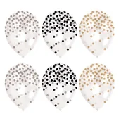 Balony i akcesoria - AMSCAN Balony Sylwestrowe w kropki - 6 szt. 9902285 - miniaturka - grafika 1