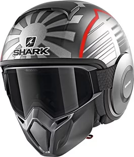 SHARK Męski kask motocyklowy NC, szary/czerwony, XS - Kaski motocyklowe - miniaturka - grafika 1