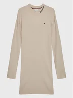 Sukienki i spódniczki dla dziewczynek - Tommy Hilfiger Sukienka dzianinowa KG0KG07157 D Écru Regular Fit - miniaturka - grafika 1