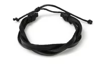 Bransoletki - Czarna Bransoletka Plecione Rzemienie - miniaturka - grafika 1