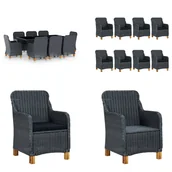 Meble ogrodowe - vidaXL 9-częściowy ogrodowy zestaw jadalniany z poduszkami z ciemnoszarego rattanu - Zestaw mebli ogrodowych - Zestawy mebli ogrodowych - Stół i krzesło ogrodowe - Stoły i krzesła ogrodowe - miniaturka - grafika 1