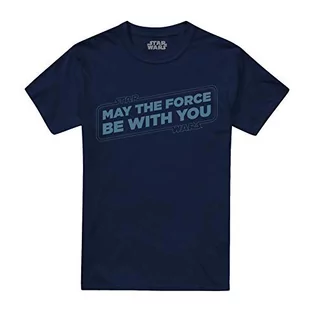 Koszulki męskie - Star Wars Męski T-shirt z napisem Force, Niebieski (granatowy), S - grafika 1