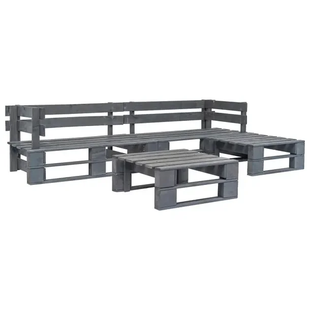 Zestaw wypoczynkowy z palet szary 220 x 125 x 55 cm, stolik 60 x 60 x 25 cm