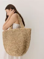 Torebki damskie - Reserved - Pleciona torebka shopper - beżowy - miniaturka - grafika 1