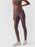 Spodnie sportowe damskie - 4F Legginsy sportowe w kolorze jasnobrązowym - miniaturka - grafika 1