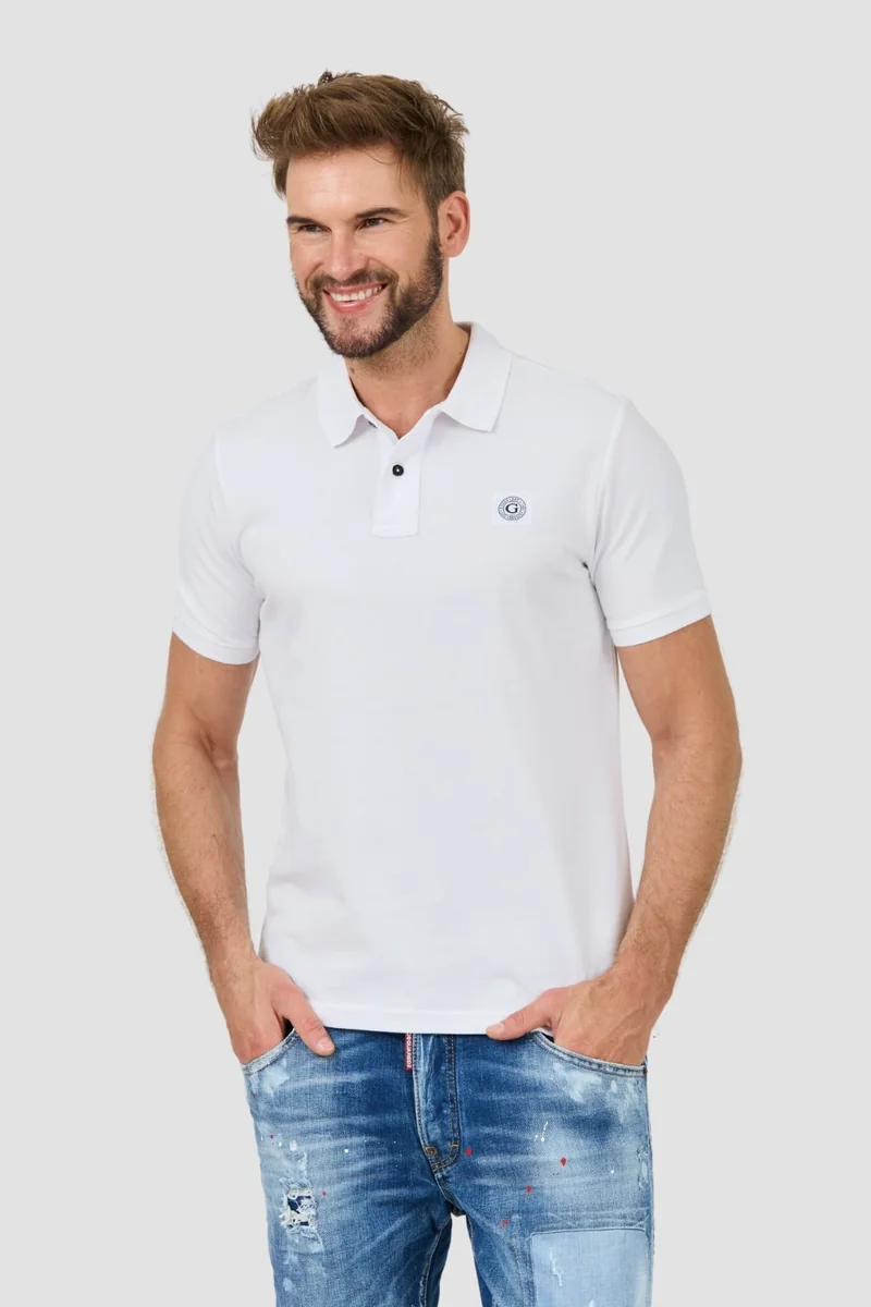 GUESS Białe męskie polo Washed L