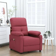 Stoły i łóżka do masażu - vidaXL Fotel z masażem, winna czerwień, tkanina - miniaturka - grafika 1