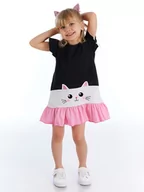 Sukienki i spódniczki dla dziewczynek - Denokids Sukienka "Cat" w kolorze czarno-biało-jasnoróżowym - miniaturka - grafika 1