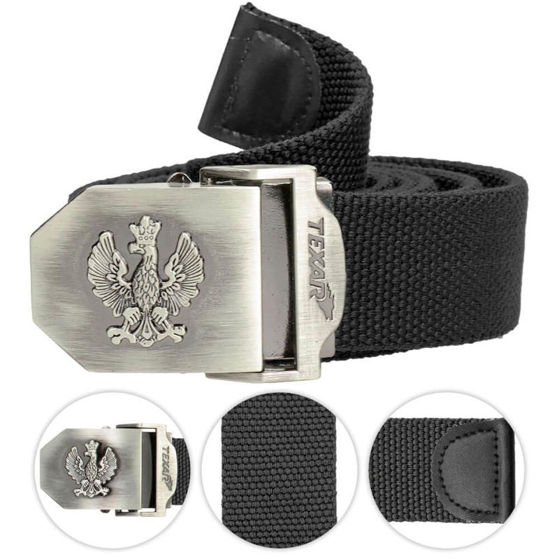 Texar Pasek Parciany Orzeł Czarny - Czarny - M