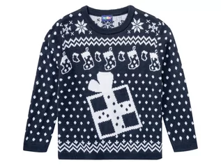 Swetry damskie - lupilu Sweter świąteczny dziewczęcy (110/116, Granatowy LED) - grafika 1