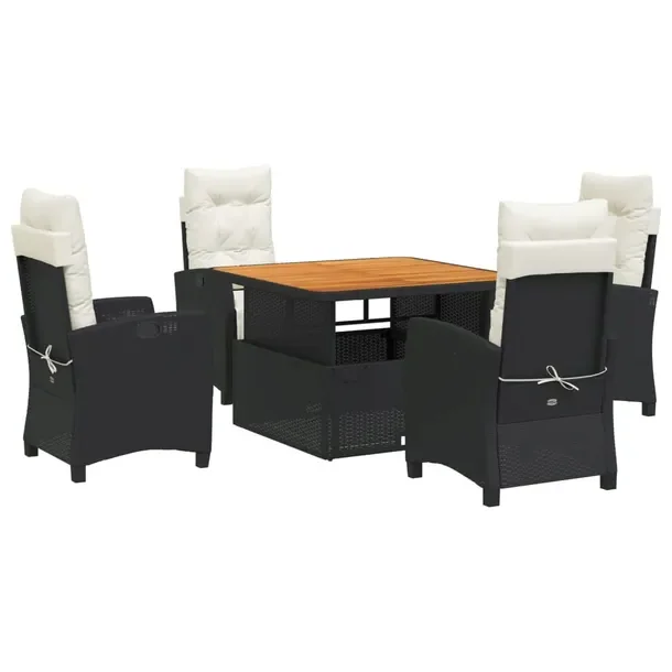 Zestaw mebli ogrodowych czarny, stół 110x110x40/71 cm, fotel 57x66x93 cm