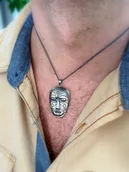 Zawieszki - Wisior srebrny - Maska duża aztecka - miniaturka - grafika 1