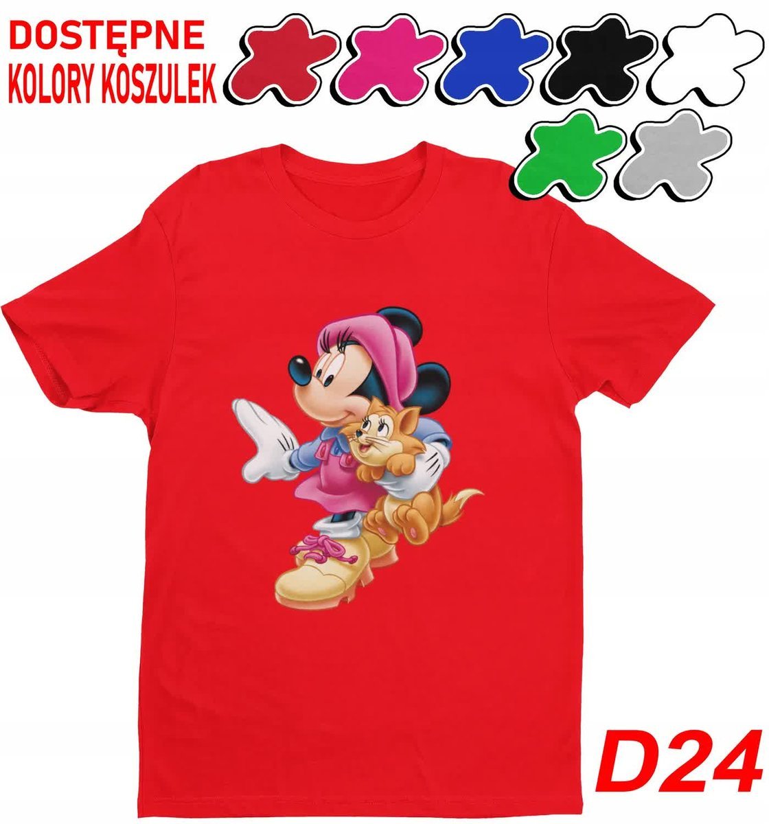 Koszulka Z Nadrukiem Dziecięca Myszka Minnie Miki Postacie Wybór- M 134-140
