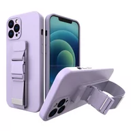 Etui i futerały do telefonów - Rope case żelowe etui ze smyczą łańcuszkiem torebka smycz iPhone 13 Pro fioletowy - miniaturka - grafika 1
