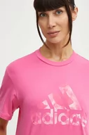 Koszulki sportowe damskie - adidas t-shirt bawełniany damski kolor różowy IS4257 - miniaturka - grafika 1