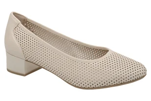 Czółenka CAPRICE 9-22501-404 H Cream Nappa, Kremowe, w komfortowej Tęgości H, Ażurowe - Czółenka - miniaturka - grafika 1