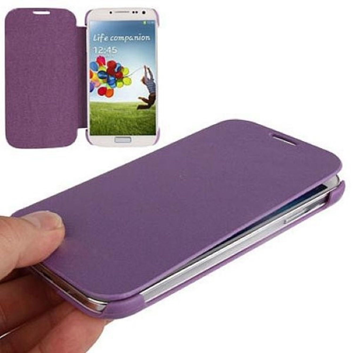 Etui na telefon komórkowy (flip landscape) do telefonu komórkowego Samsung Galaxy S4 GT-I9500 / GT-I9505 / LTE+ GT-I9506 / Value Edition GT-I9515 fioletowy