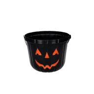 Balony i akcesoria - Wiaderko na cukierki dynia czarne na halloween - miniaturka - grafika 1