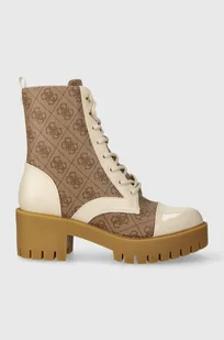 Guess workery WALKUP damskie kolor beżowy na słupku FL8WAP FAL10 - Botki damskie - miniaturka - grafika 1