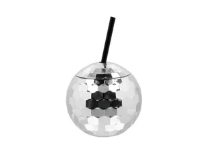 Kubek Disco srebrny ze słomką - 1 szt. - Kubki - miniaturka - grafika 1