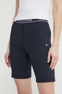 Spodenki damskie - Tommy Hilfiger szorty damskie kolor granatowy gładkie high waist WW0WW41496 - miniaturka - grafika 1