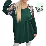 Bluzki damskie - ELEGANCKA TUNIKA BAWEŁNIANA bluzka perły srebro luźna bluza 54 56 7XL 3208 - miniaturka - grafika 1