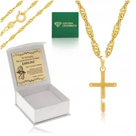 Biżuteria dla dzieci - PIĘKNY POZŁACANY ŁAŃCUSZEK SINGAPUR + KRZYŻYK 18K - miniaturka - grafika 1