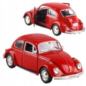Samochody i pojazdy dla dzieci - VOLKSWAGEN BEETLE 1976 METALOWY MODEL SAMOCHODU 1:36 OTWIERANE DRZWI RED - miniaturka - grafika 1