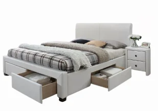 Białe łóżko dwuosobowe T4-N65 - Łóżka - miniaturka - grafika 1