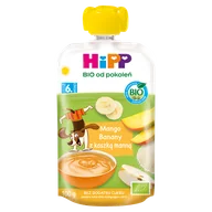 Przekąski dla dzieci - HiPP, mus owocowy, mango i banany z kaszką manną, po 6 miesiącu, 100 g - miniaturka - grafika 1